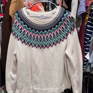 Old Navy Cream Sweater with Geometric Pattern